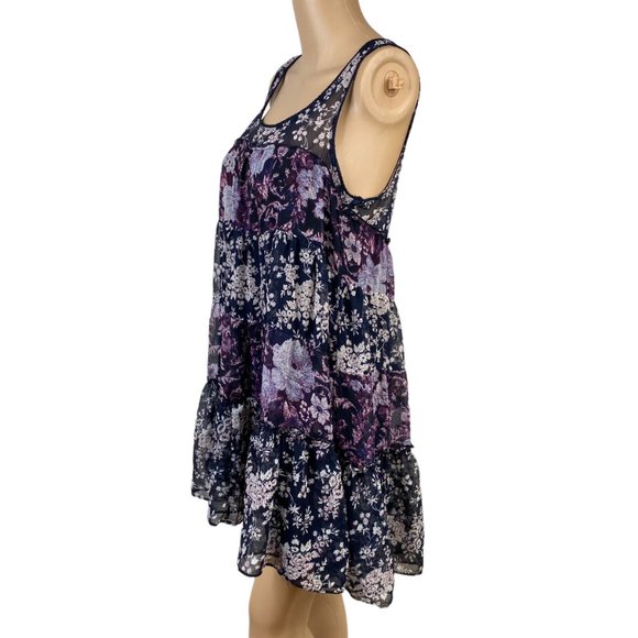 Urban Outfitters Kimchi Blue Tiered Trapeze Slip Sundress S Floral Swing Summer - Picture 7 of 10